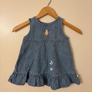 Classic Pooh Winnie The Pooh Y2K Spring Summer Embroidered Denim Dress 18Months